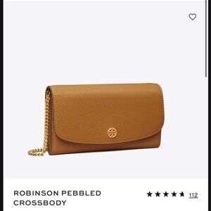 Tory Burch Brown Robinson Pebbled Leather Crossbody Bag